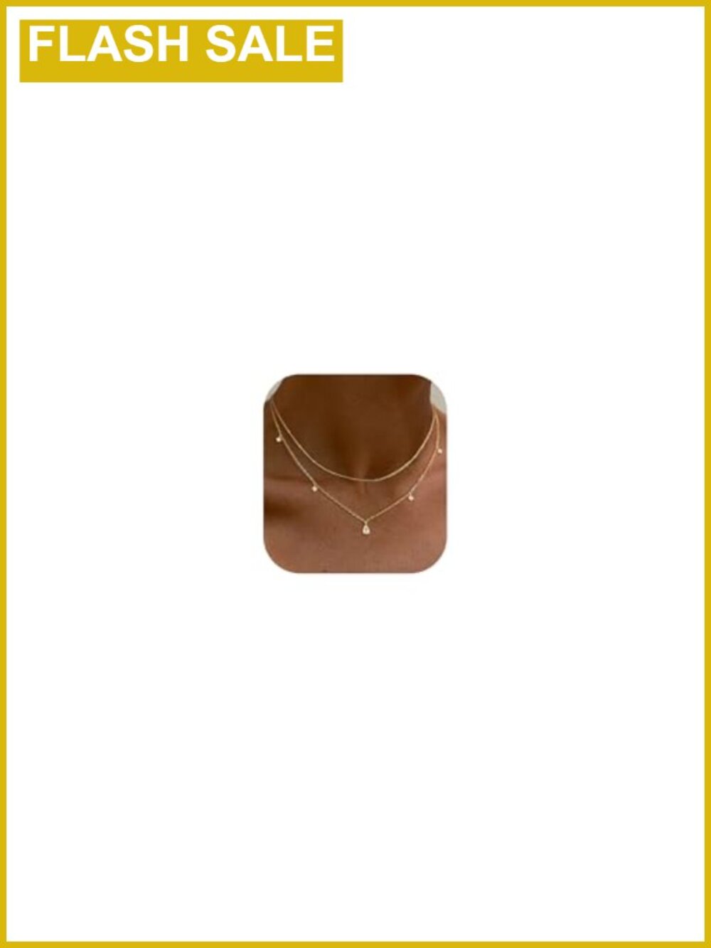 14k Gold Plated Layered Choker Necklace Set with Zirconia Charm